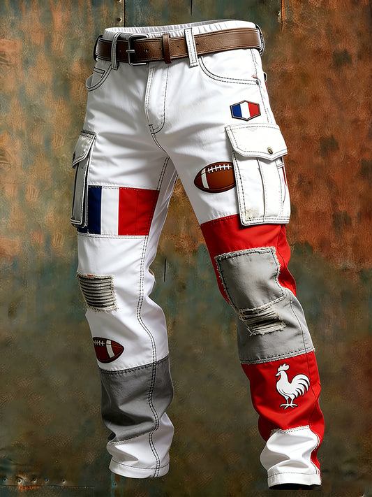 Pantalon de travail décontracté et confortable de style de rugby français rétro pour hommes
