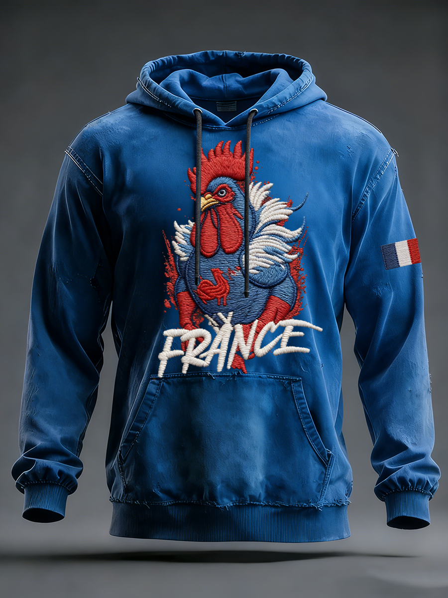 Sweat à capuche oversize à épaules dénudées avec poches France Rugby Homme