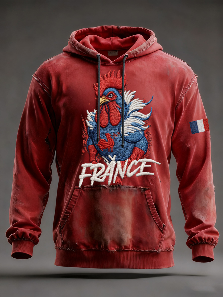 Sweat à capuche oversize à épaules dénudées avec poches France Rugby Homme