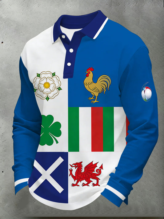 Polo Six Nations Rugby Support Print pour homme
