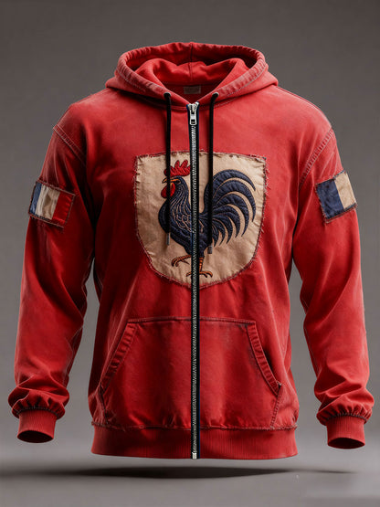 Chandail à capuchon Drapeau Français Le Coq Gaulois Homme