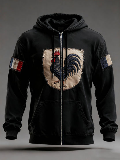 Chandail à capuchon Drapeau Français Le Coq Gaulois Homme