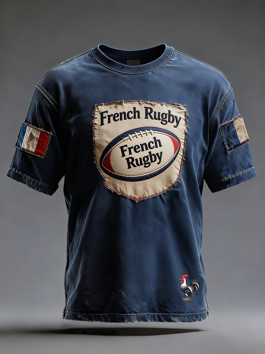 T-shirt décontracté rétro style rugby français