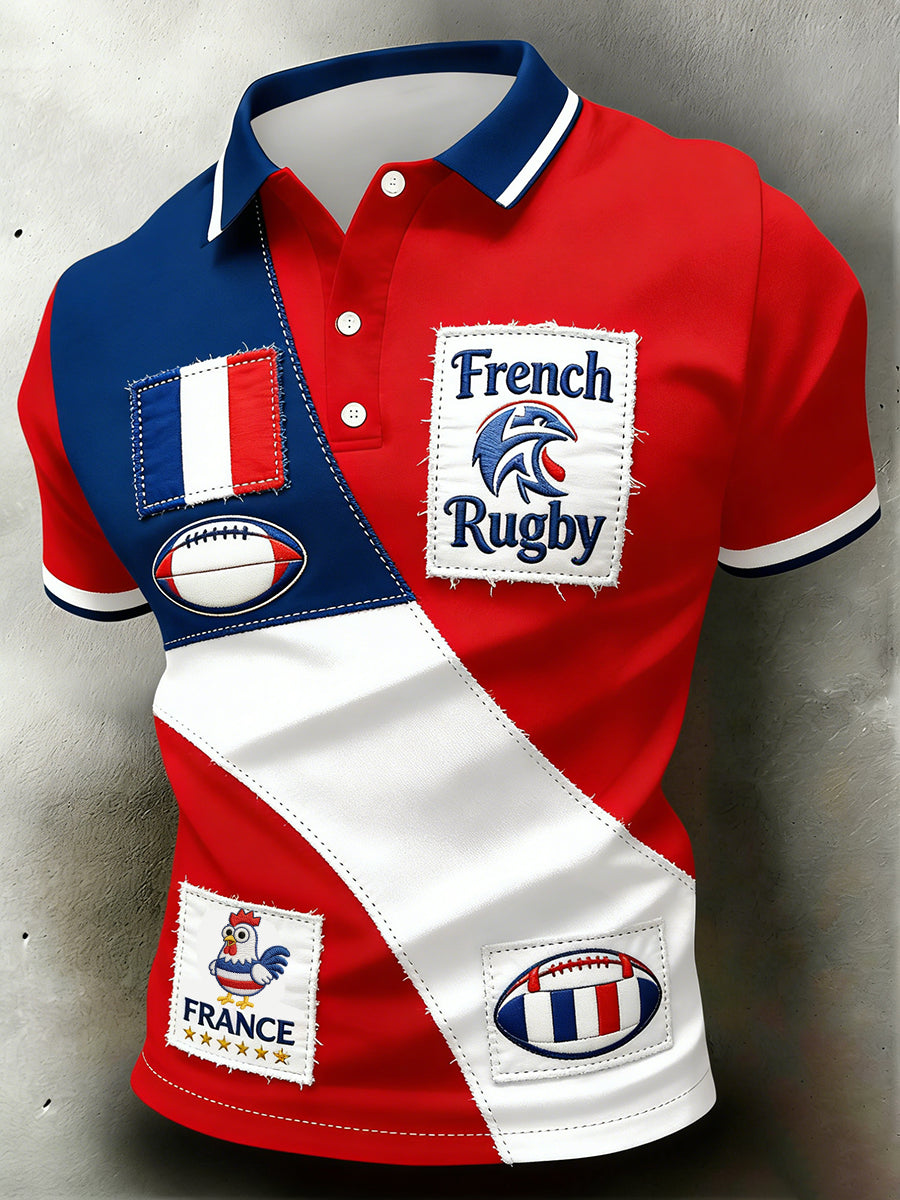 Polo Décontracté Rétro Style Rugby Français