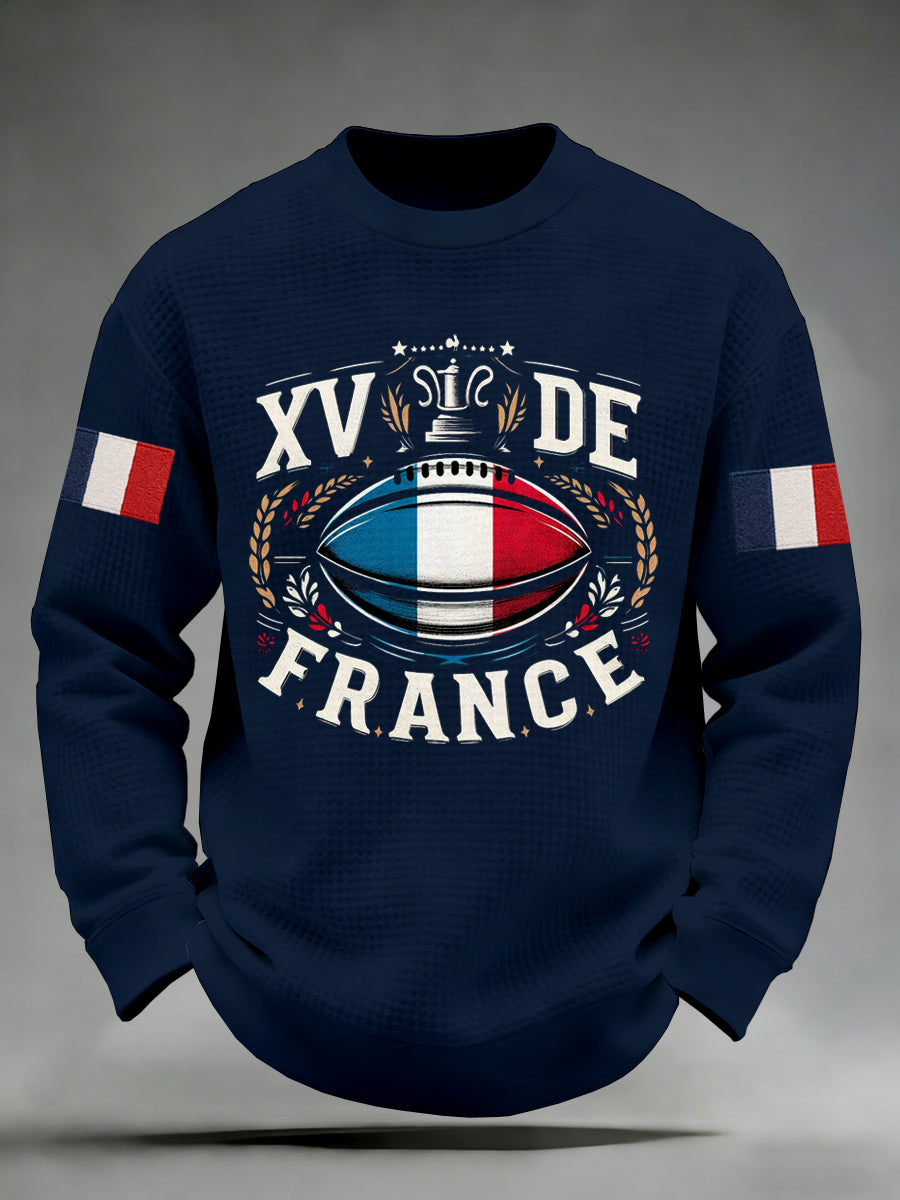 Chemise à manches longues avec imprimé rugby français pour hommes