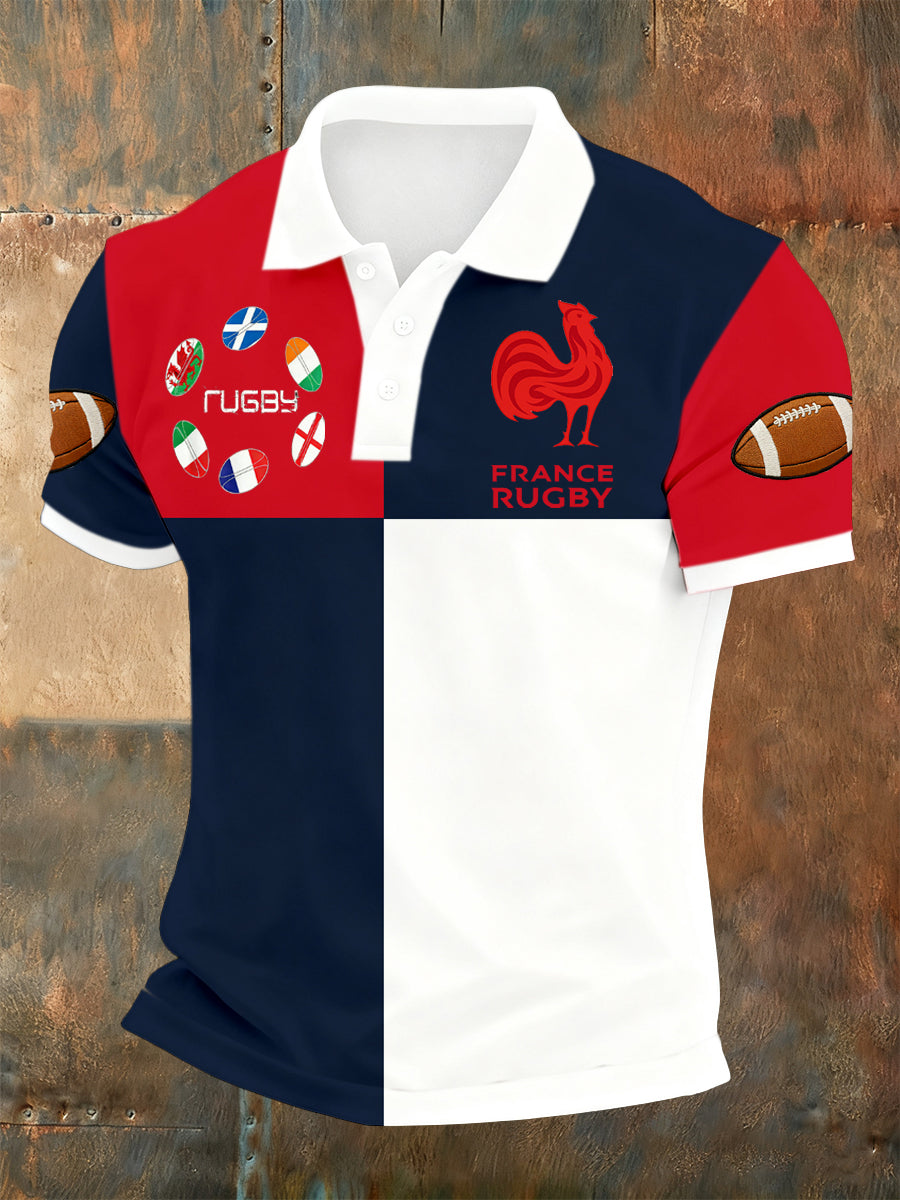 Polo à imprimé rugby français Homme