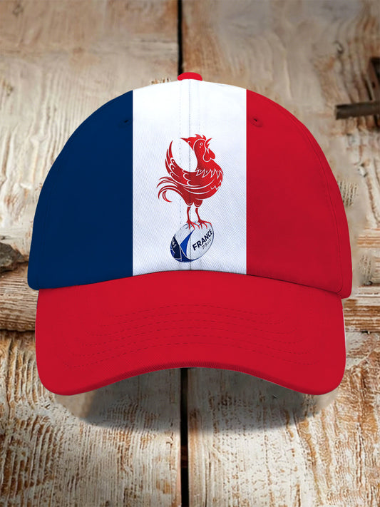 Casquette de baseball imprimée de l'équipe de rugby française unisexe Supporter