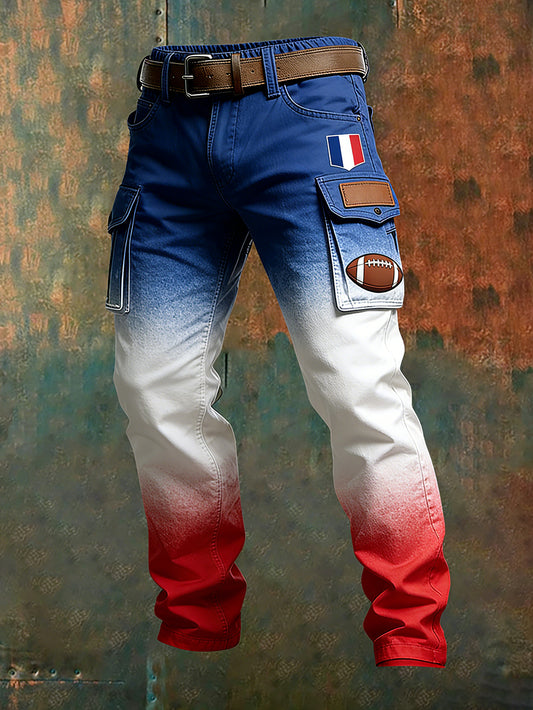 Pantalon cargo décontracté et confortable de style rétro français pour le rugby