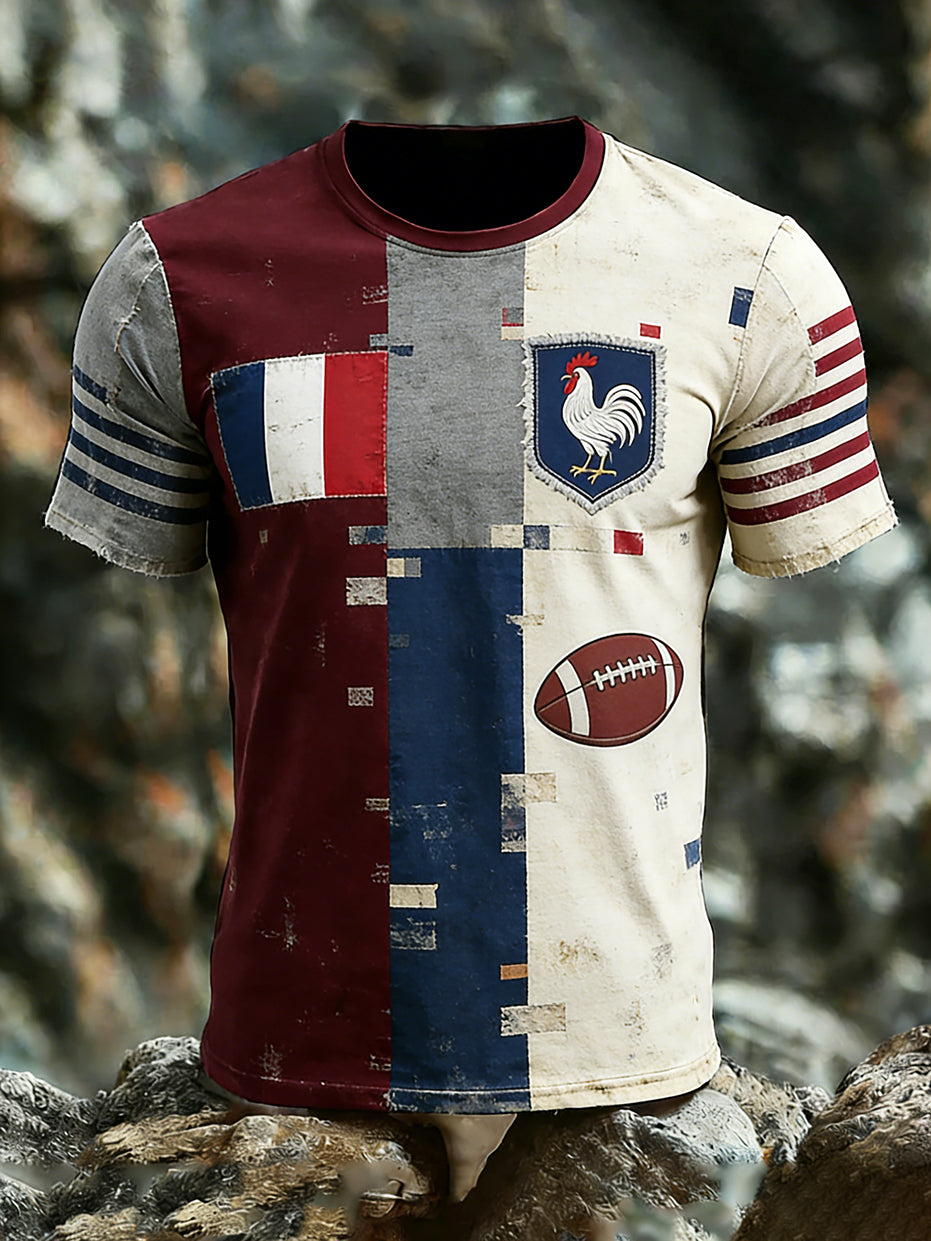 T-shirt décontracté rétro style rugby français