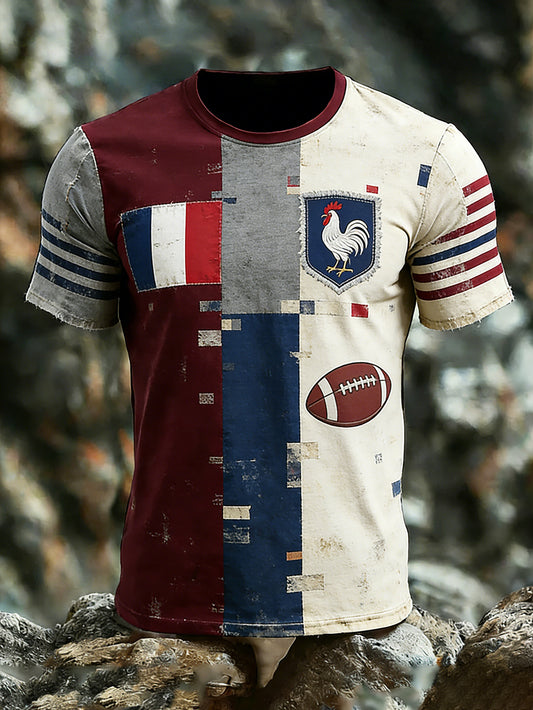 T-shirt décontracté rétro style rugby français