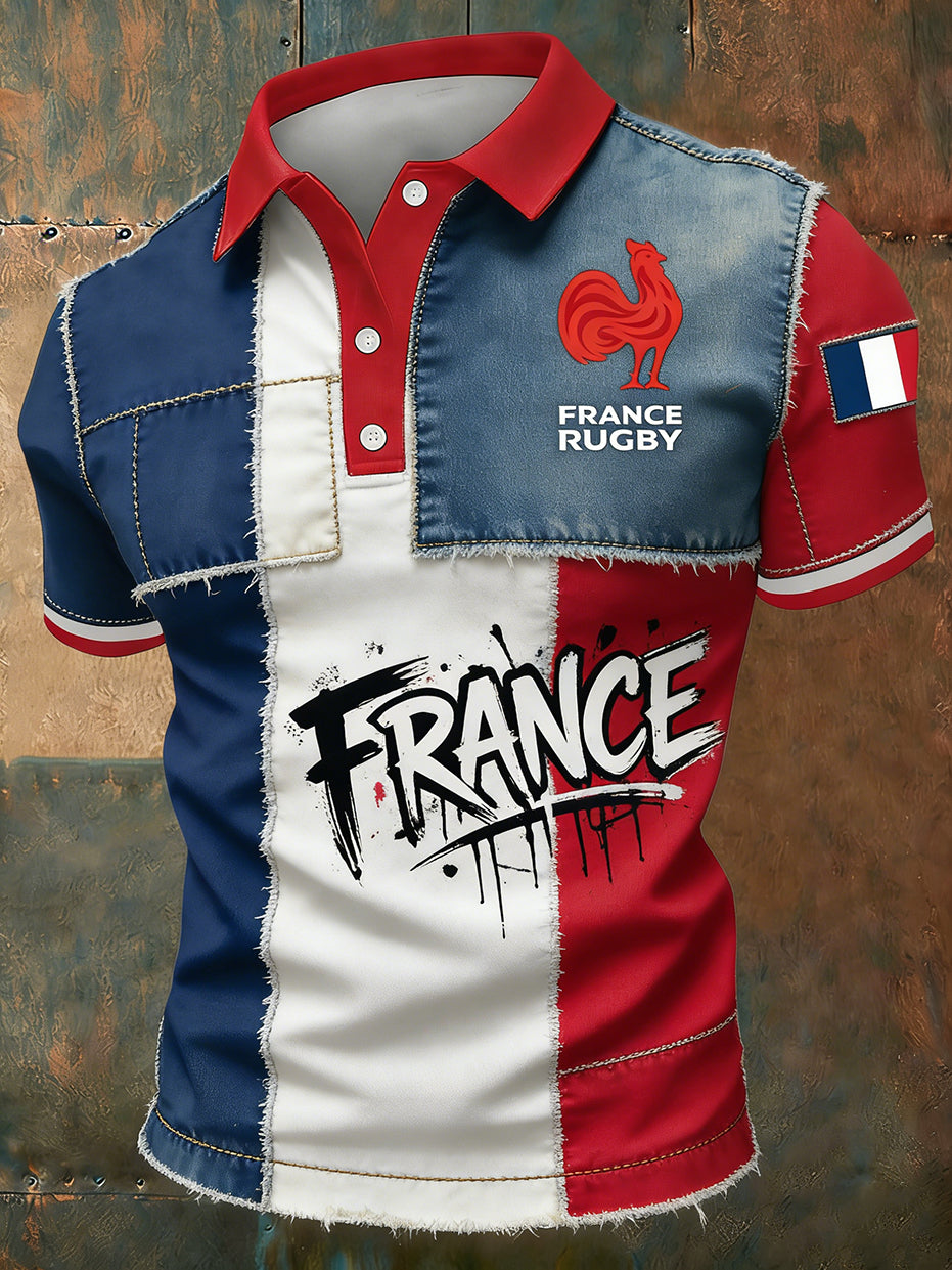 Polo décontracté rétro de style rugby français