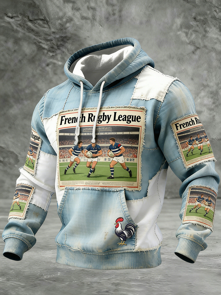 Sweat-shirt décontracté et confortable de style rétro français pour le rugby