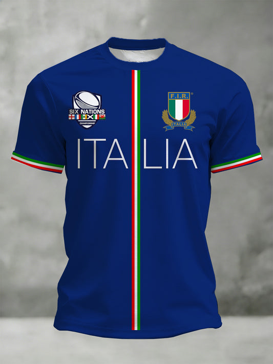 T-shirt à imprimé italien Rugby Homme