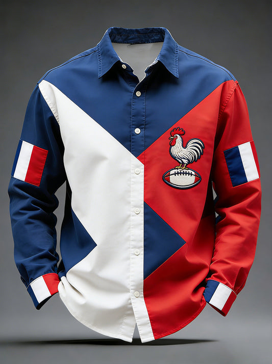 Chemise Décontractée Rétro Style Rugby Français