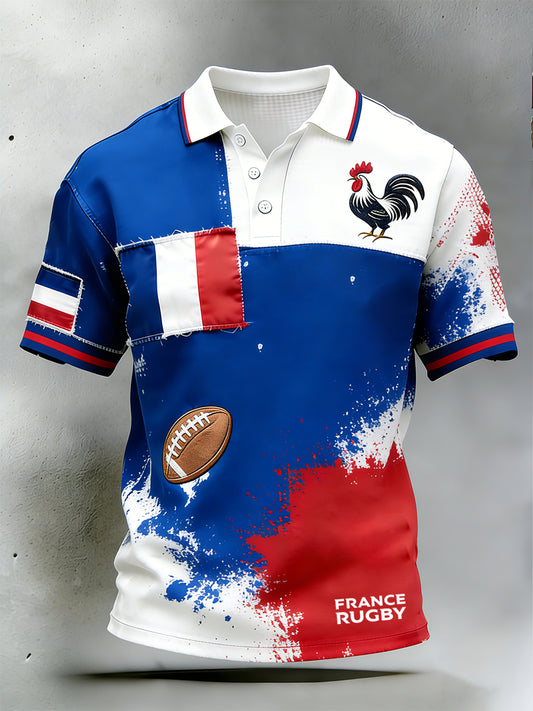 Polo décontracté rétro de style rugby français