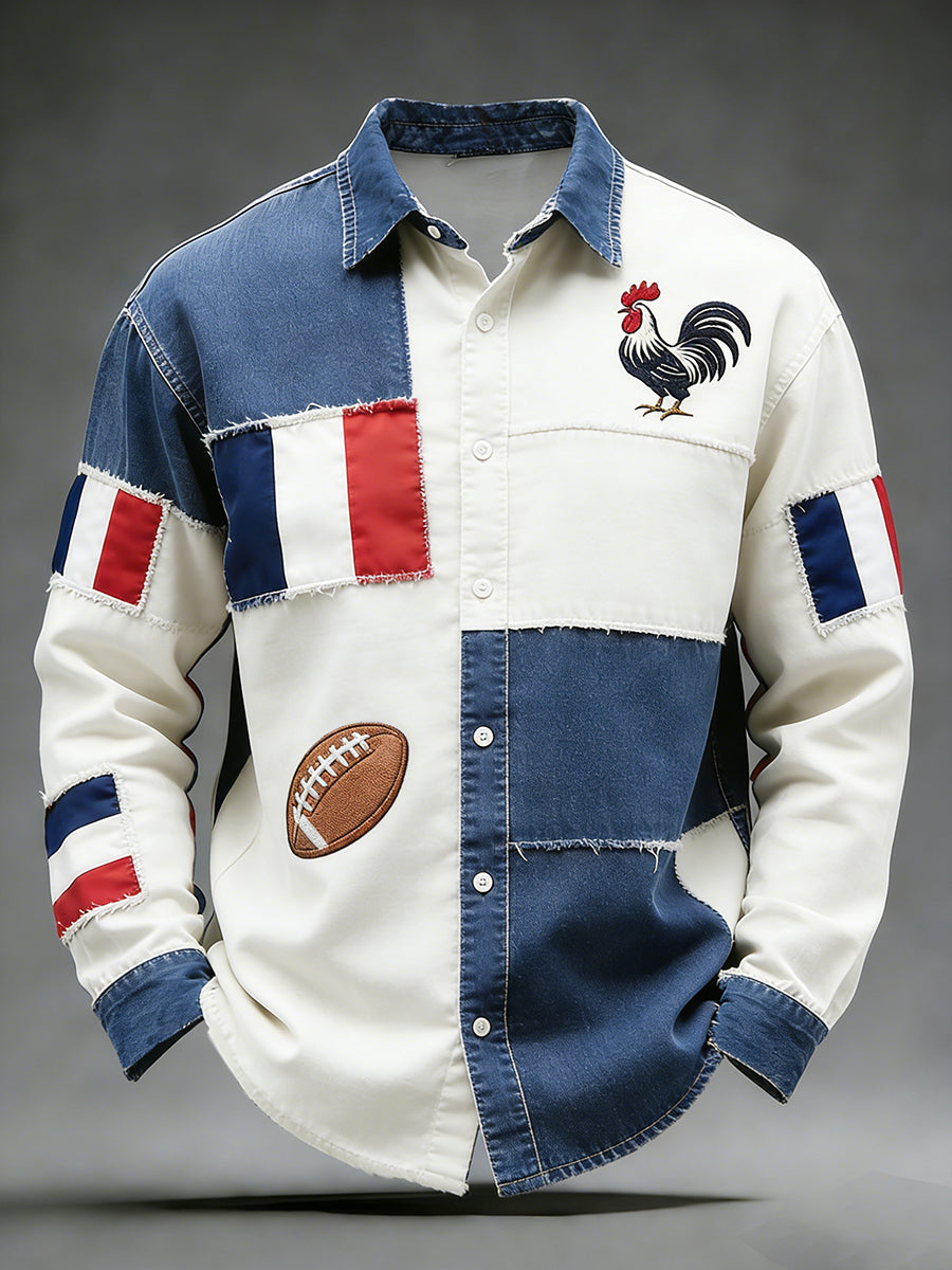 Chemise Décontractée Rétro Style Rugby Français
