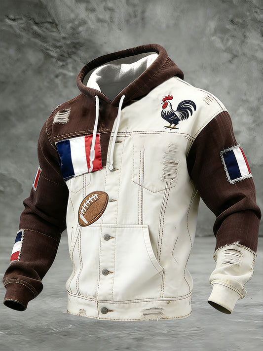 Sweat à capuche confortable en tricot gaufré décontracté rétro à la française