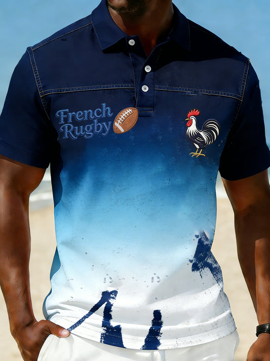 Polo Décontracté Rétro Style Rugby Français