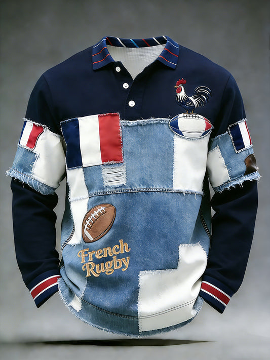 Haut décontracté et confortable rétro d'inspiration rugby à la française
