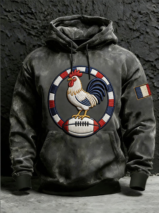 Sweat à capuche décontracté et confortable de style rugby français rétro
