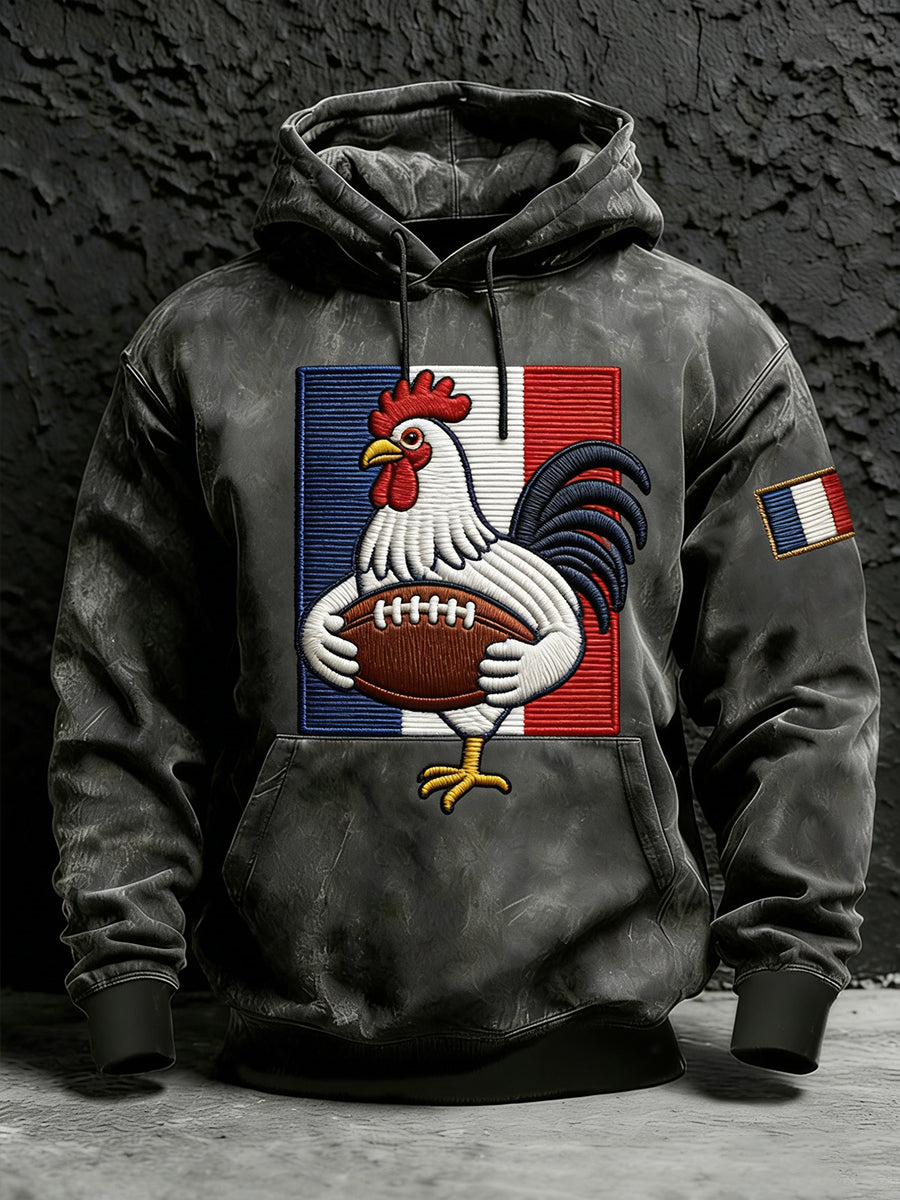Sweat à capuche décontracté et confortable de style rugby français rétro