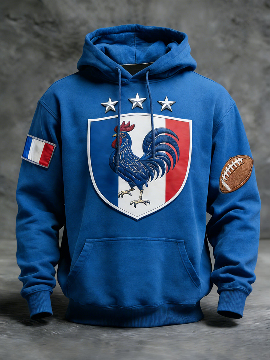 Sweat à capuche décontracté et confortable de style rugby français rétro