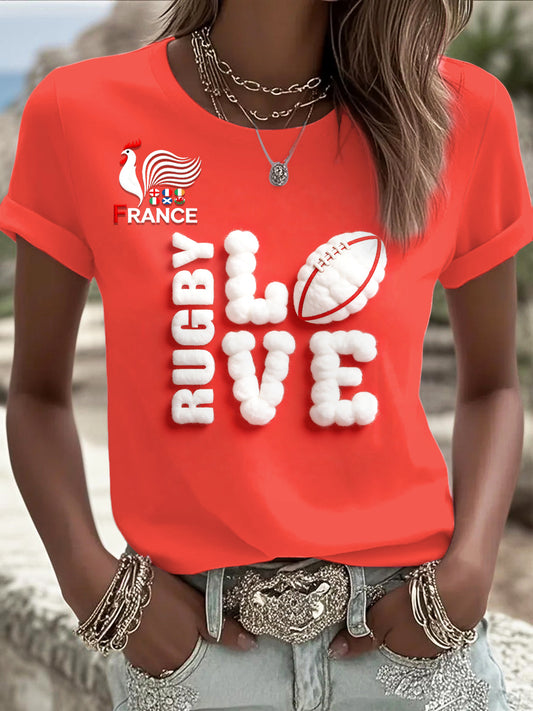Women's Red Rugby Six Nations 3D Printed Casual T-Shirt