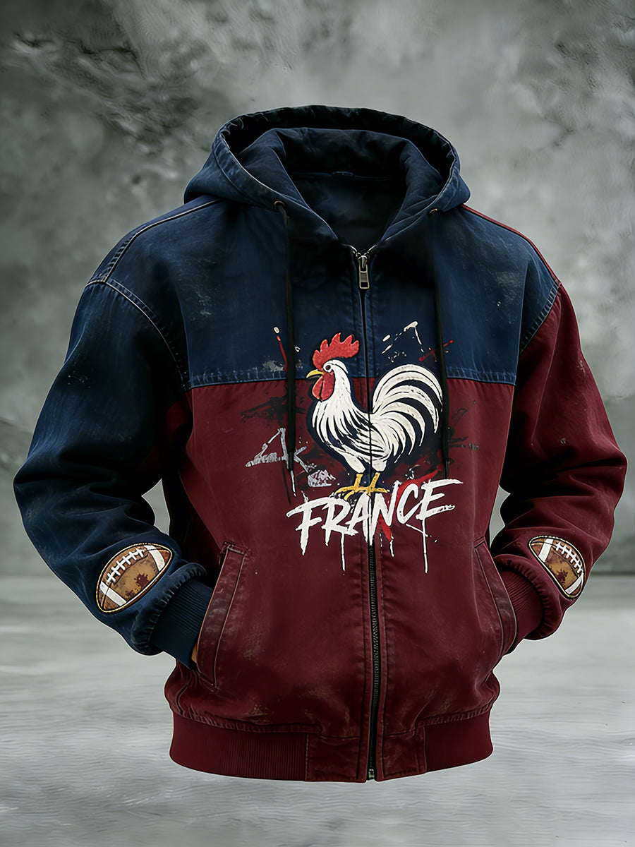 Veste à capuche décontractée rétro de rugby français