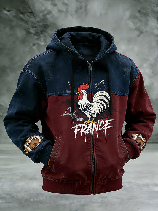 Veste à capuche décontractée rétro de rugby français