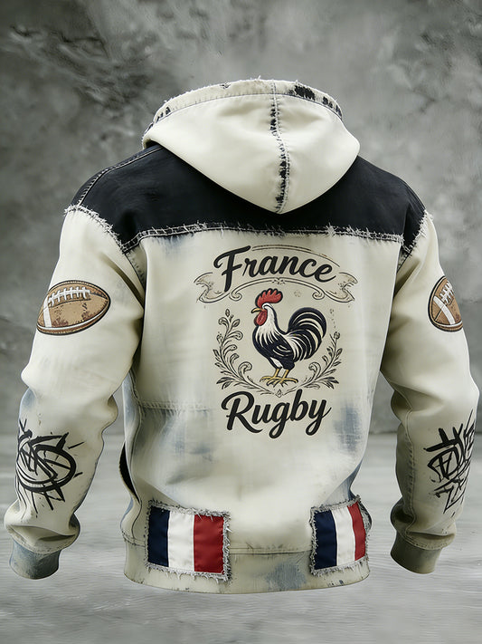 Sweat à Capuche Décontracté Rétro Français