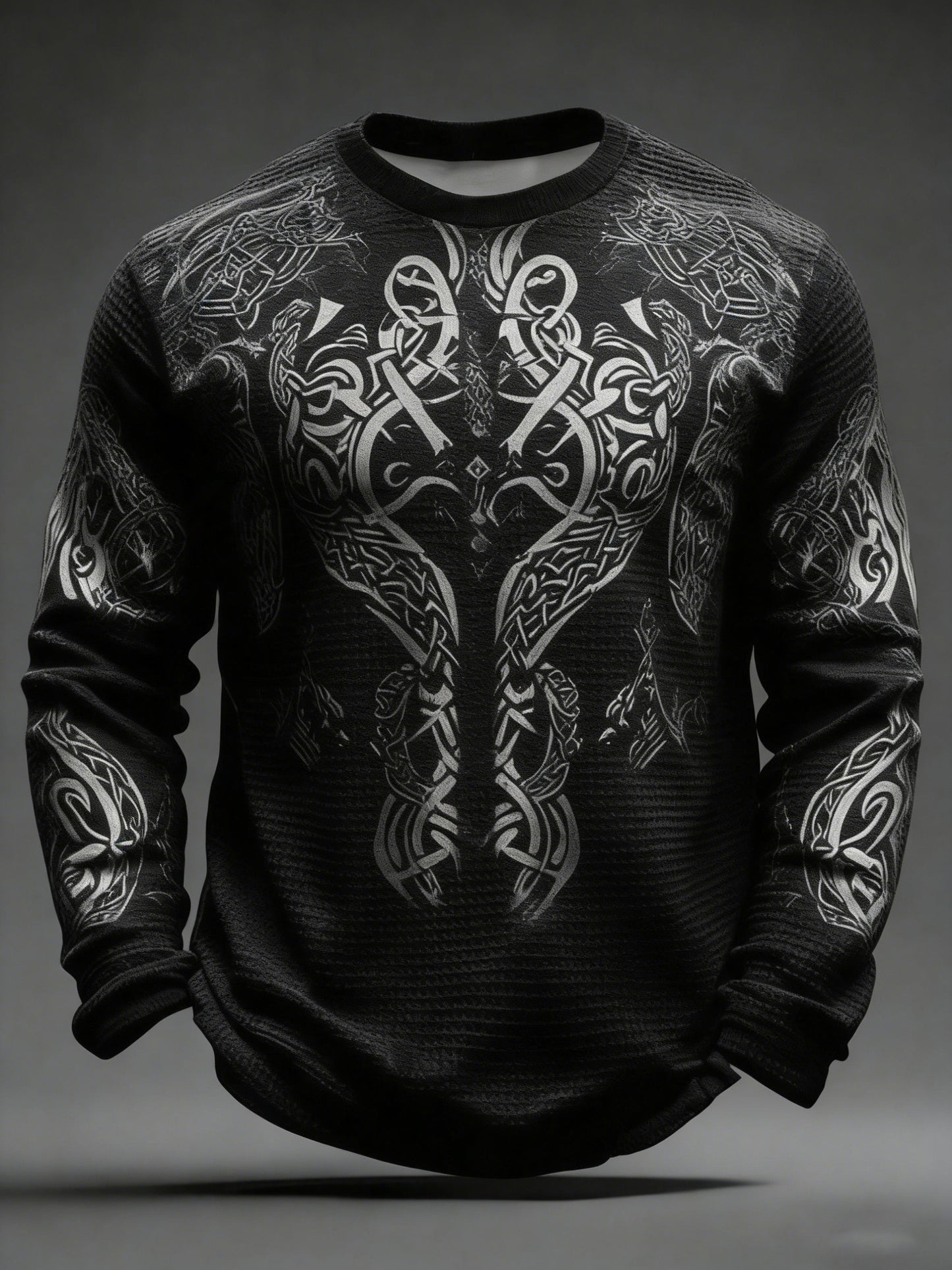 Viking Imprimé Waffle Sweat-shirt à manches longues pour hommes