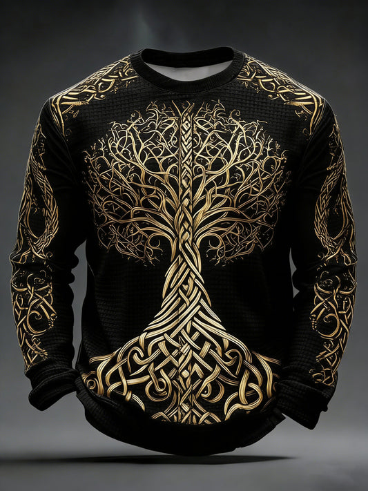 Viking Imprimé Waffle Sweat-shirt à manches longues pour hommes