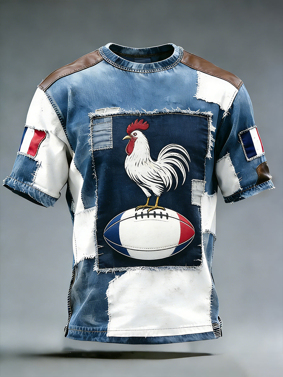 Rétro Français Rugby Style décontracté et confortable T-shirt