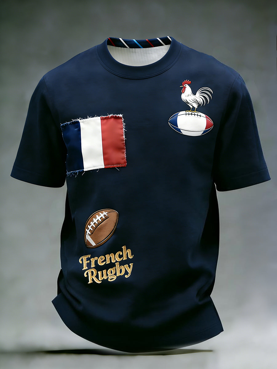 T-shirt décontracté et confortable au style rétro rugby français