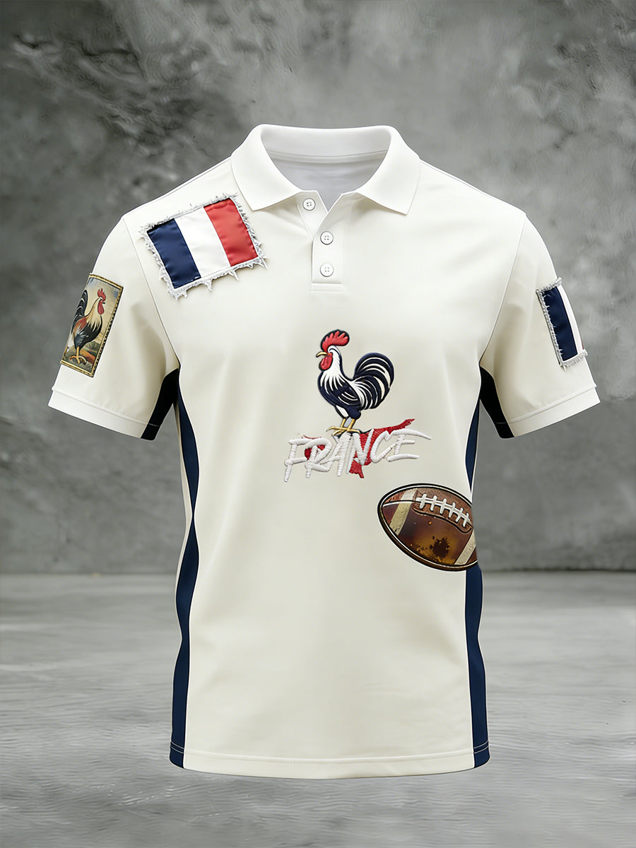 Polo décontracté et confortable de style de rugby français rétro