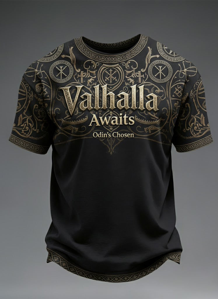 T-shirt imprimé Valhalla Awaits Viking Homme