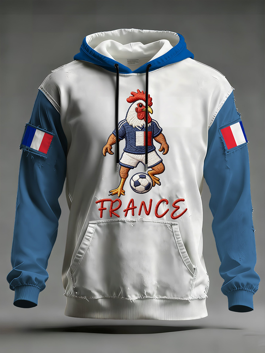 Sweat à capuche surdimensionné à épaules dénudées avec poches France Football