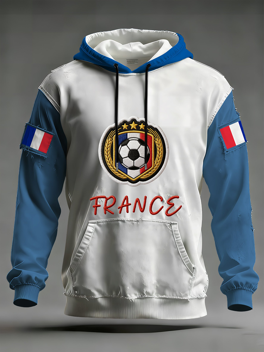 Sweat à capuche surdimensionné à épaules dénudées avec poches France Football