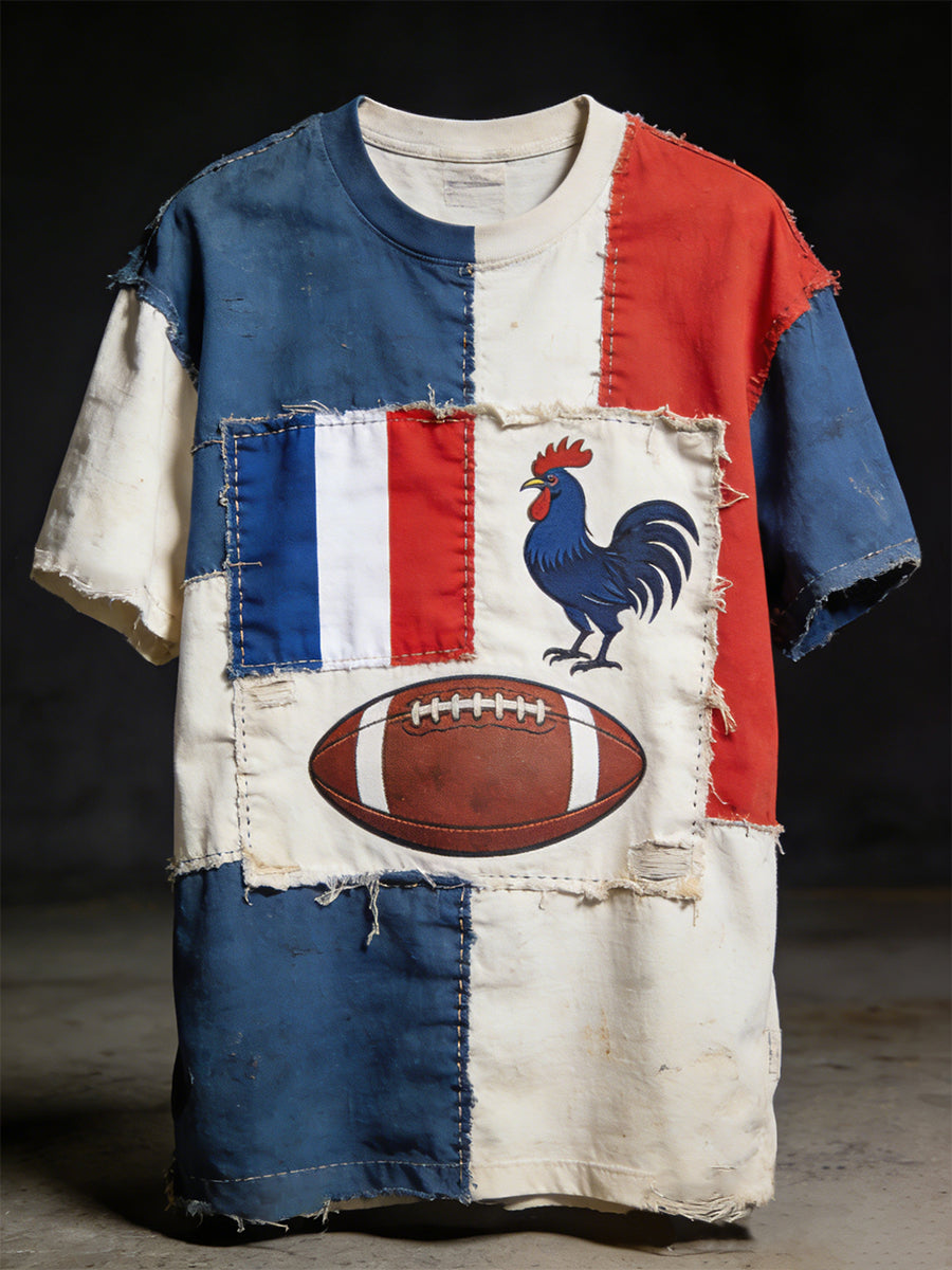 Rétro Français Rugby Style décontracté et confortable T-shirt