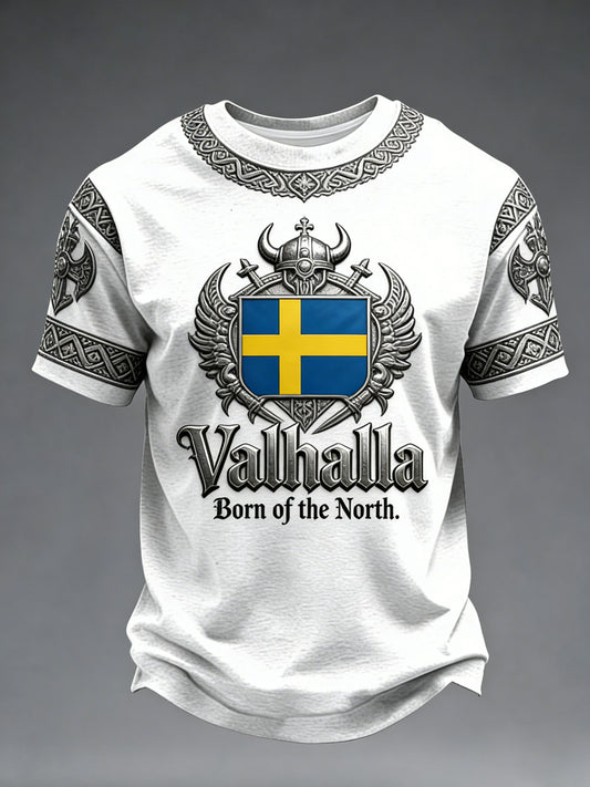 T-shirt à imprimé viking suédois pour hommes