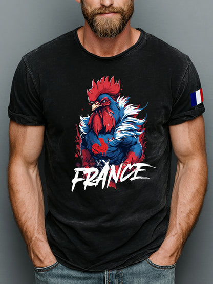 T-Shirt Rugby Rétro Art Abstrait Français 100% Coton