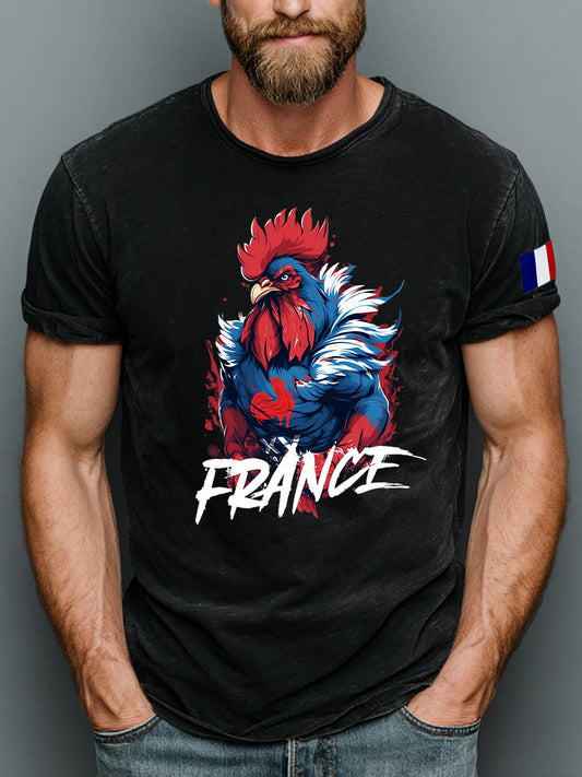 T-Shirt Rugby Rétro Art Abstrait Français 100% Coton
