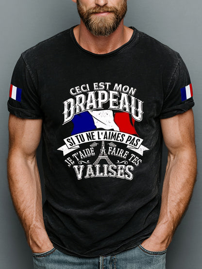 Rétro Français Patriot Art 100% Coton T-Shirt