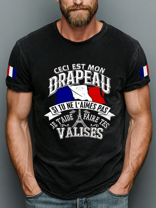 Rétro Français Patriot Art 100% Coton T-Shirt