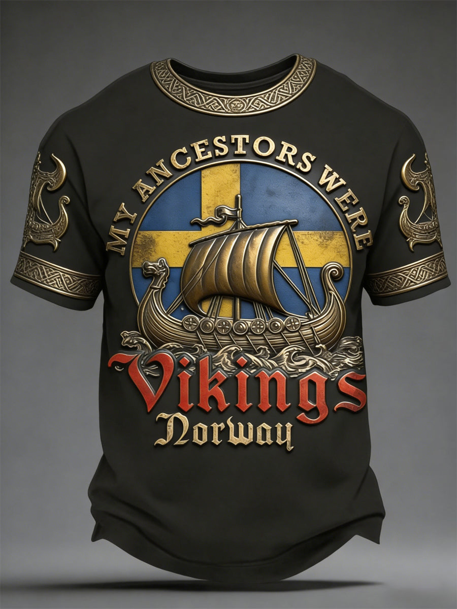 T-shirt imprimé pour hommes, style viking suédois
