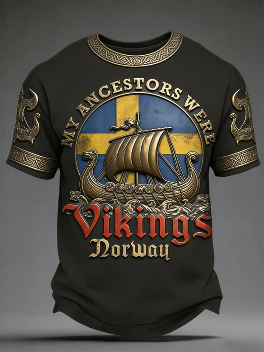 T-shirt imprimé pour hommes, style viking suédois