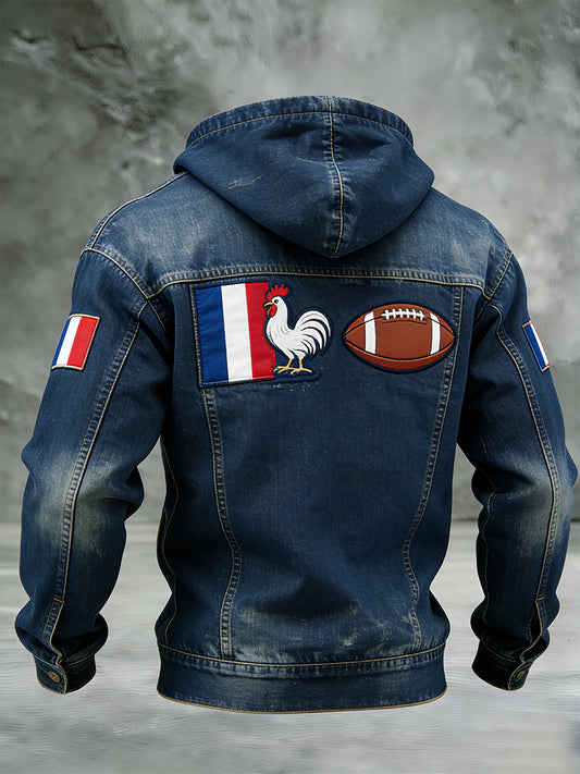 Sweat à capuche décontracté et confortable de style rugby français rétro
