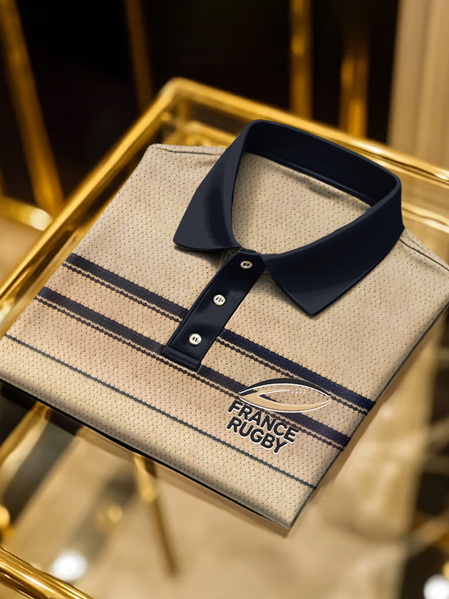 Polo Homme French Rugby Stripe Print Business