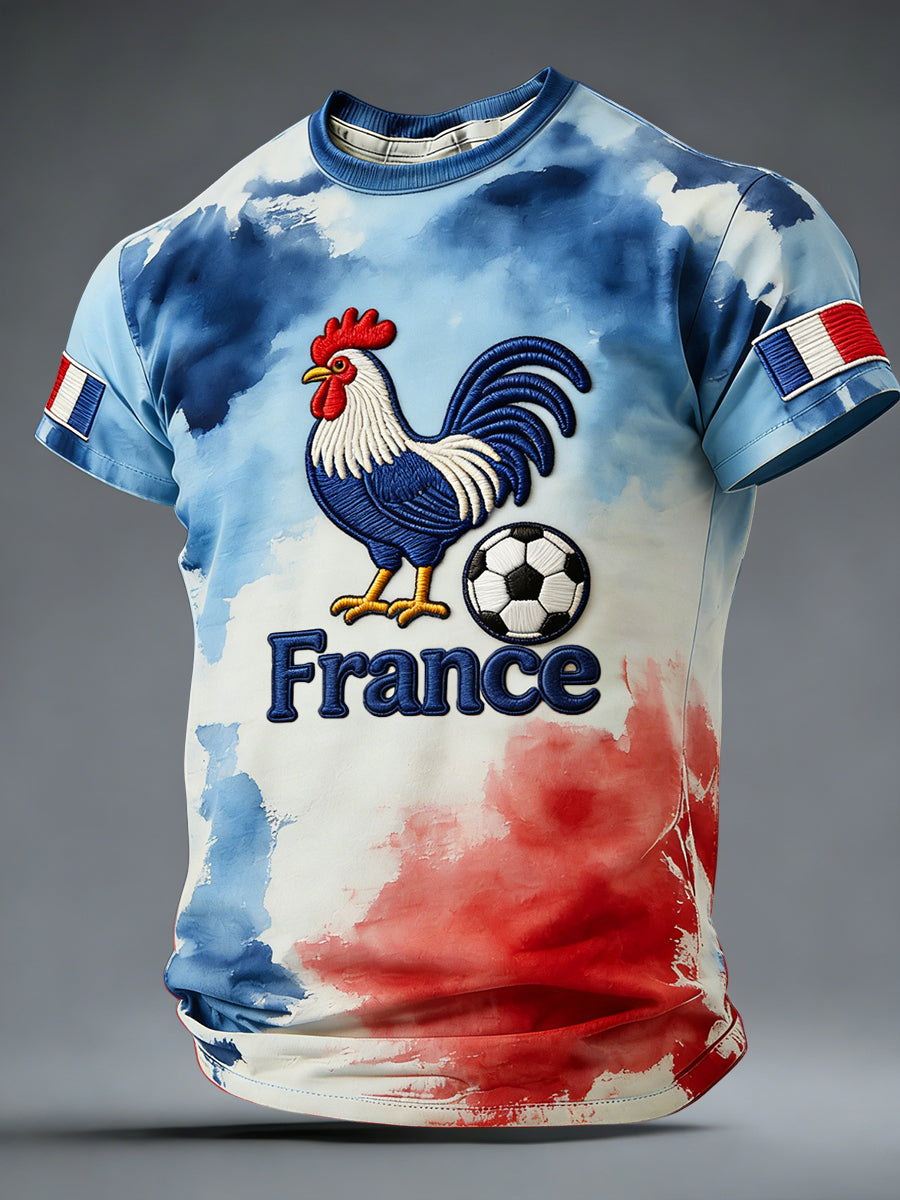 T-shirt décontracté rétro tie-dye football français