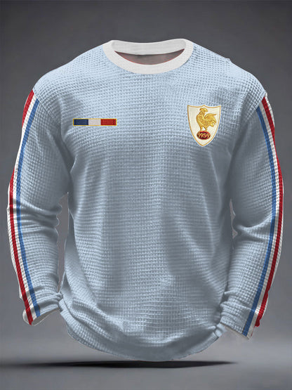 T-shirt à manches longues en gaufre pour hommes, équipe de France de rugby